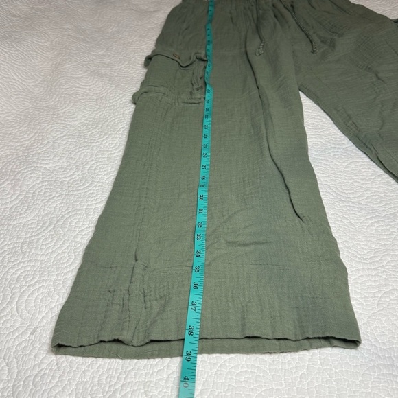 Roxy Green Wide Leg Pants with Relaxed Fit 100% cotton - Picture 10 of 14